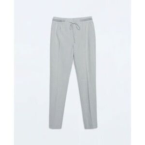 Zara Basic Drawstring Trousers Grey Coquette Work Pants Bow Tie Front Sz M